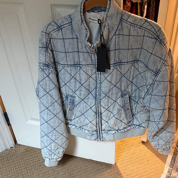 Blank NYC Light Blue Denim Quilted Jacket - Picture 3 of 12
